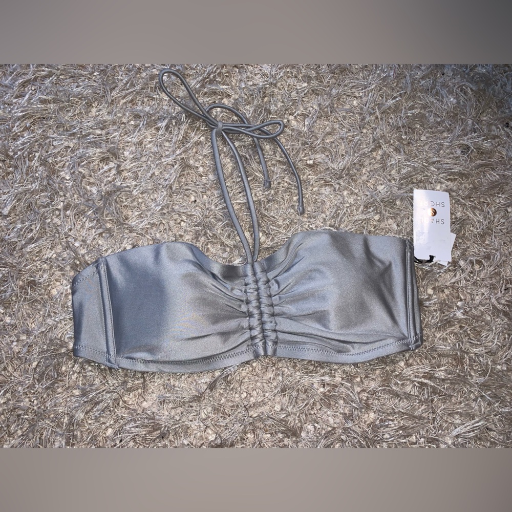 Shade & Shore Light Gray/Silver Bikini Top size Medium NWT